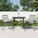 vidaXL 3-delige Tuinset PVC-rattan zwart, Tuin en Terras, Verzenden, Nieuw, Tuinset