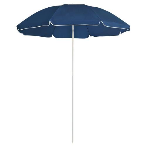 vidaXL Parasol dextérieur avec mât en acier Bleu 180 cm, Jardin & Terrasse, Parasols, Neuf, Envoi