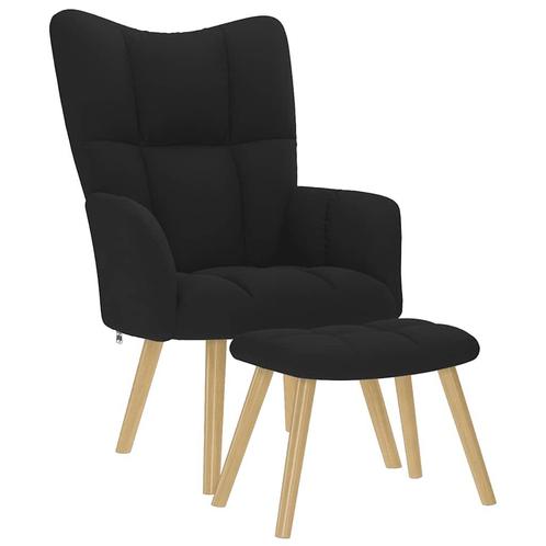 vidaXL Relaxstoel met voetenbank stof zwart, Huis en Inrichting, Fauteuils, Nieuw, Verzenden