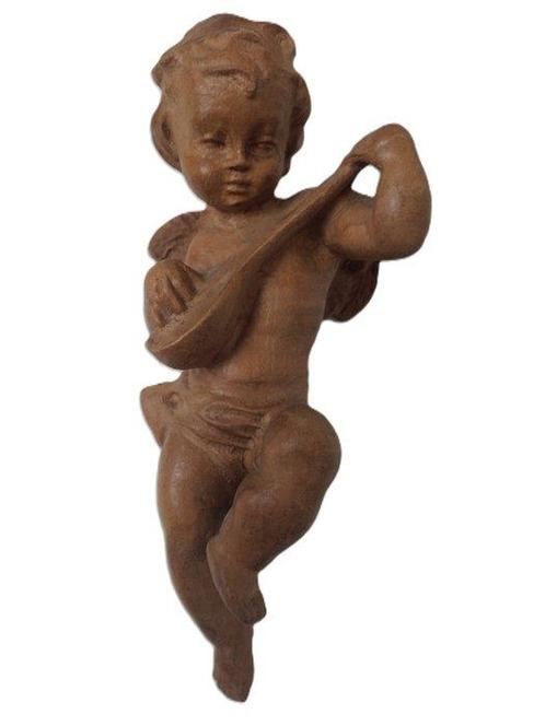 Snijwerk, Holzfigur  Engel mit Mandoline   - Schutzengel, Antiek en Kunst, Antiek | Boeken en Manuscripten