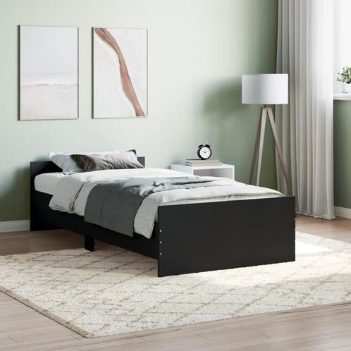 vidaXL Cadre de lit noir 100x200 cm bois dingénierie, Maison & Meubles, Chambre à coucher | Lits, Neuf, Envoi