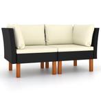 vidaXL Hoekbanken 2 st poly rattan en massief eucalyptushout, Tuin en Terras, Verzenden, Nieuw
