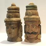 Buste, Traditional Indian Couple - 23 cm - Bois, Antiek en Kunst