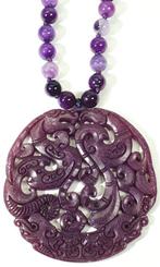 Paars ametist en Tibetaanse beschermamulet - Draai en Fenix, Antiek en Kunst