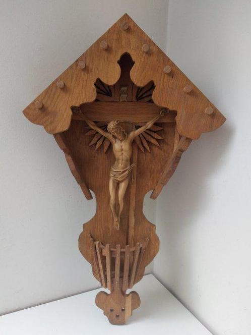 Snijwerk, Altes Holzkreuz mit gekreuzigten Jesus - Jesus am, Antiek en Kunst, Antiek | Boeken en Manuscripten
