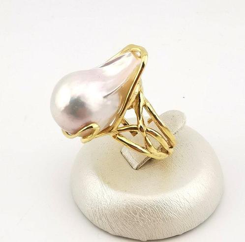 Perle - argent 925 - Bague - Artisanat italien, Verzamelen, Mineralen en Fossielen