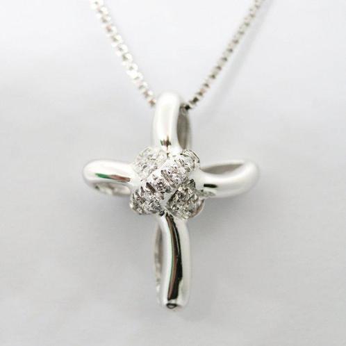Halsketting - 18 karaat Witgoud - 0.09ct. tw. Diamant, Handtassen en Accessoires, Kettingen