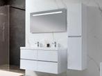 Badkamermeubel 120 cm - Hoogglans wit + witte dubb, Ophalen