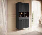 Meubella Vitrinekast Vermont antraciet 90 cm, Verzenden, Nieuw, 50 tot 100 cm, 150 tot 200 cm