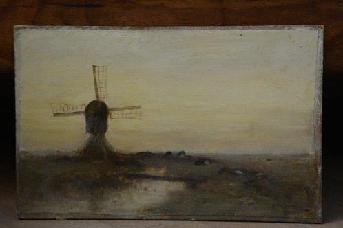 Aris Knikker (1887-1962) - Polderlandschap met molen, Antiek en Kunst, Kunst | Schilderijen | Klassiek