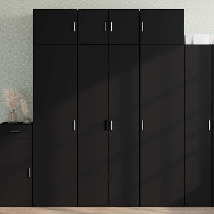 vidaXL Hoge kast 70x42,5x185 cm bewerkt hout zwart, Huis en Inrichting, Kasten | Dressoirs, Nieuw, Verzenden