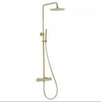 AKTIE: Opbouw Regendouche set Mat Goud geborsteld Zwart RVS, Verzenden, Nieuw, Chroom, Douche