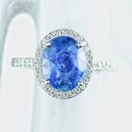Ring Platina -  4.36ct. tw. Saffier - Diamant - Sri Lanka