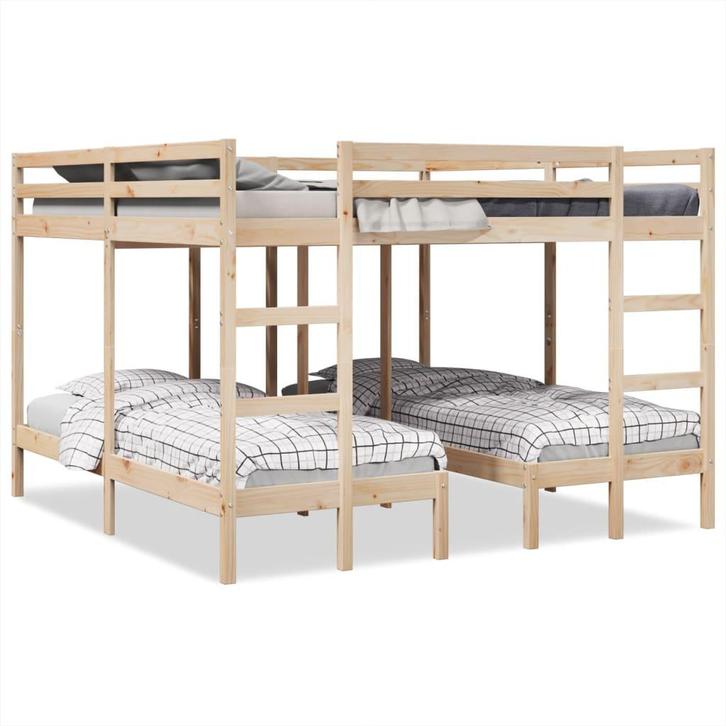 vidaXL Stapelbed 3-voudig massief grenenhout 200x200/80x200, Huis en Inrichting, Slaapkamer | Bedden, Nieuw, Verzenden