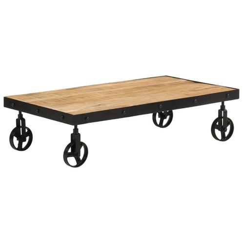vidaXL Salontafel met wieltjes 100x55x26 cm massief, Huis en Inrichting, Tafels | Salontafels, Nieuw, Verzenden