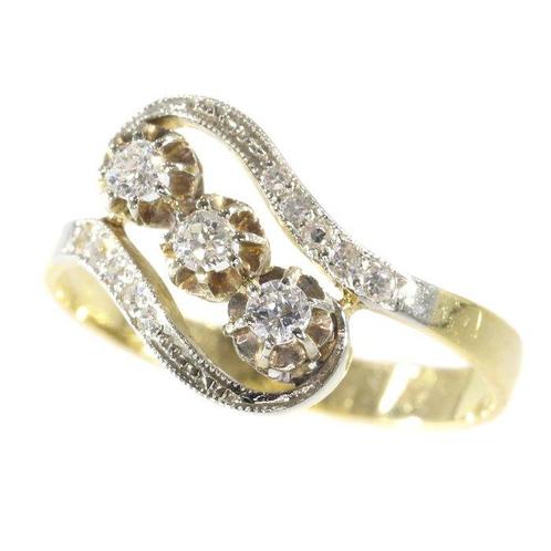 NO RESERVE PRICE - 18 carats Or jaune - Bague - Diamants,, Handtassen en Accessoires, Antieke sieraden
