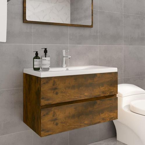 vidaXL Meuble lavabo avec bassin intÃ©grÃ© ChÃªne fumÃ©, Maison & Meubles, Tables | Coiffeuses, Neuf, Envoi