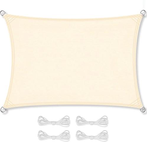 Schaduwdoek - rechthoek - 3 x 5 m - beige – zonwering zeil, Tuin en Terras, Schaduwdoeken, Nieuw, Ophalen of Verzenden