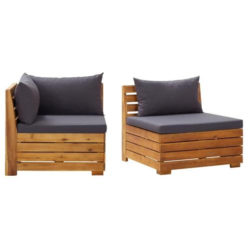 vidaXL 2-delige Loungeset met kussens massief acaciahout, Tuin en Terras, Tuinsets en Loungesets, Nieuw, Verzenden