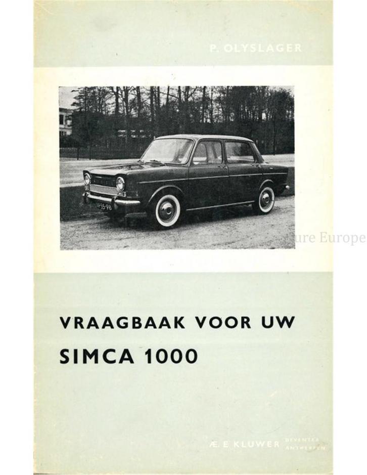 1961-1963 SIMCA 1000 VRAAGBAAK NEDERLANDS, Auto diversen, Handleidingen en Instructieboekjes