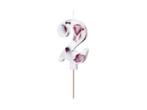 Birthday Candle Number 2, White with Flower Petals, 8 cm, Verzenden, Nieuw