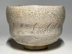 Rakushu-Kiln Crackled Glaze Chawan with Hiiro Accents –