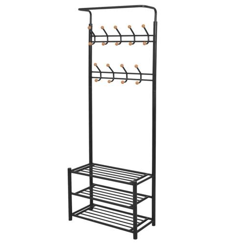 vidaXL Kledingrek met schoenenopberger 68x32x182,5 cm zwart, Huis en Inrichting, Woonaccessoires | Kapstokken, Nieuw, Verzenden