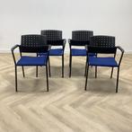 Tweedehands Complete set van 4 stuks vergaderstoelen, blauw, Gebruikt, Zwart
