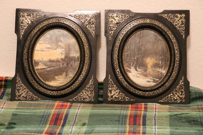 F.van Gulik (1841-1899) - Tweeluik, Antiek en Kunst, Kunst | Schilderijen | Klassiek