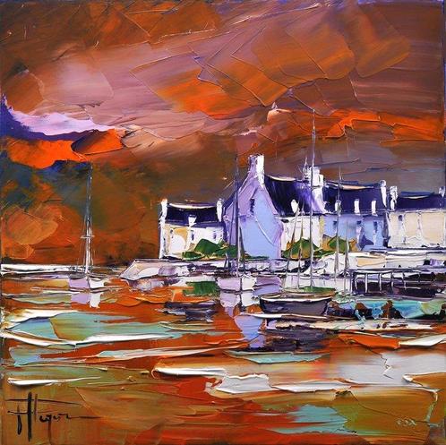 Olivier Pfleger - Lentrée du port, Antiek en Kunst, Kunst | Schilderijen | Modern