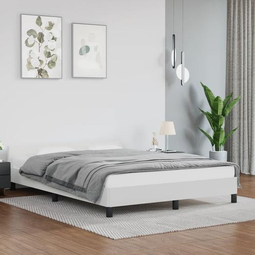 vidaXL Cadre de lit avec tête de lit Blanc 140x190 cm, Huis en Inrichting, Slaapkamer | Bedden, Verzenden