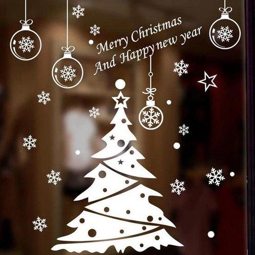 Tweedekans | Raamsticker Kerstboom - Wit - Kerst decoratie, Diversen, Kerst, Ophalen of Verzenden