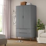 vidaXL Garde-robe MOLDE Gris 90x55x175 cm Bois massif de, Maison & Meubles, Verzenden, Neuf