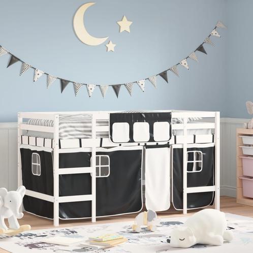 vidaXL Kinderhoogslaper met gordijnen 90x190 cm grenenhout, Huis en Inrichting, Slaapkamer | Bedden, Nieuw, Verzenden