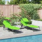vidaXL Opvouwbare zonnebed 2 pcs Groen 190 x 57 x 81 cm, Tuin en Terras, Verzenden, Nieuw
