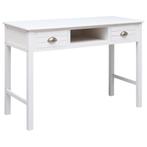 vidaXL Bureau 108x45x76 cm massief paulowniahout wit, Huis en Inrichting, Bureaus, Verzenden, Nieuw