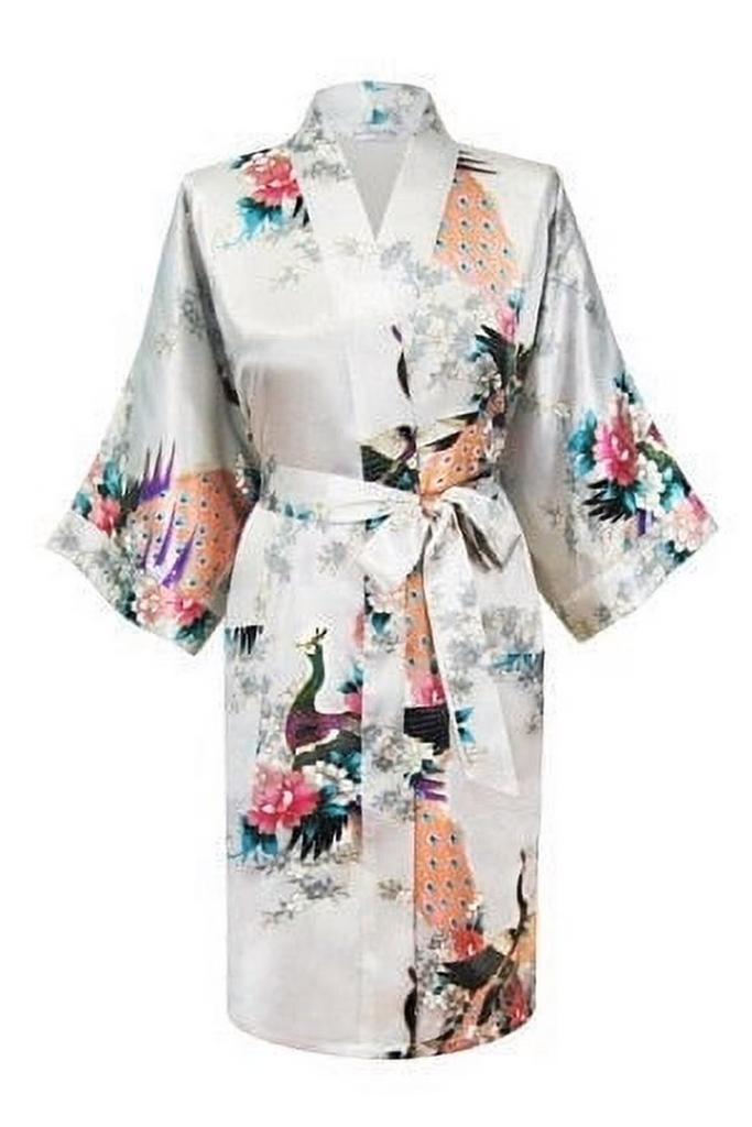 KIMU® Kimono Wit Kort XL-XXL Yukata Satijn Boven de Knie Kor, Kleding | Dames, Carnavalskleding en Feestkleding, Nieuw, Ophalen of Verzenden