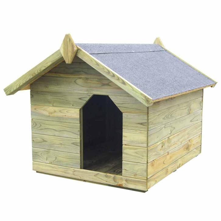 vidaXL Hondenhok voor tuin met opklapbaar dak geïmpregneerd, Animaux & Accessoires, Maisons pour chiens, Envoi