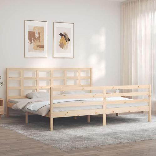vidaXL Bedframe met hoofdbord massief hout 200x200 cm, Huis en Inrichting, Slaapkamer | Bedden, Nieuw, Verzenden