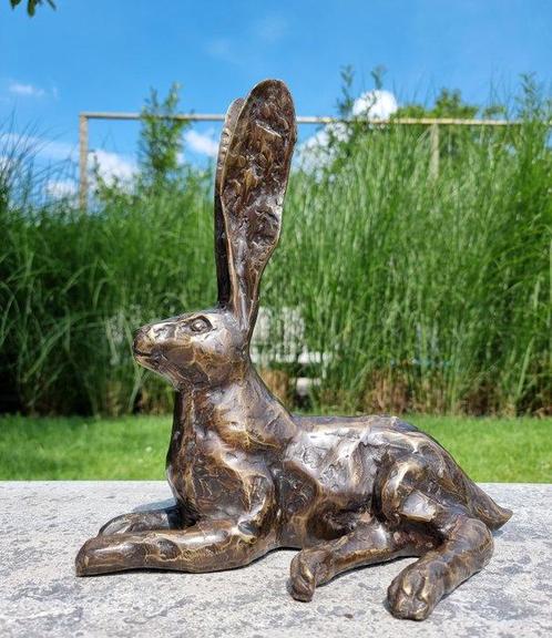 sculptuur, Liggende haas - 32 cm - Brons, Antiek en Kunst, Kunst | Designobjecten