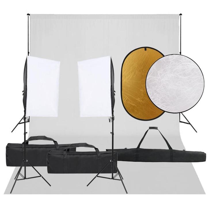 vidaXL Fotostudioset met verlichtingsset, achtergrond en, Audio, Tv en Foto, Fotografie | Fotostudio en Toebehoren, Nieuw, Verzenden