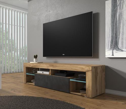 TV-Meubel - Grijs - Eiken - 140x35x50 - TVKast Modern - led, Huis en Inrichting, Kasten |Televisiemeubels, 25 tot 50 cm, Nieuw