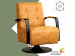 Leren draaifauteuil Mind - Kenia Cognac (cognac) -, Huis en Inrichting, Fauteuils, Nieuw, Ophalen of Verzenden, 50 tot 75 cm, Industrieel, Modern