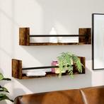 vidaXL Wandschappen met stangen 2 st 60x16x14 cm gerookt, Huis en Inrichting, Verzenden, Nieuw