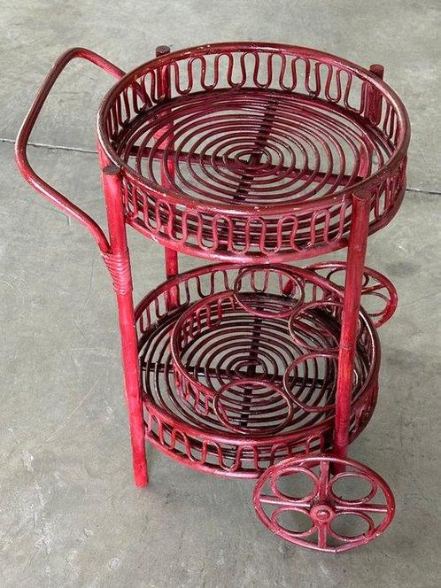 Serveerwagen - Bamboe, Rattan - Bamboe winkelwagen, Antiek en Kunst, Curiosa en Brocante