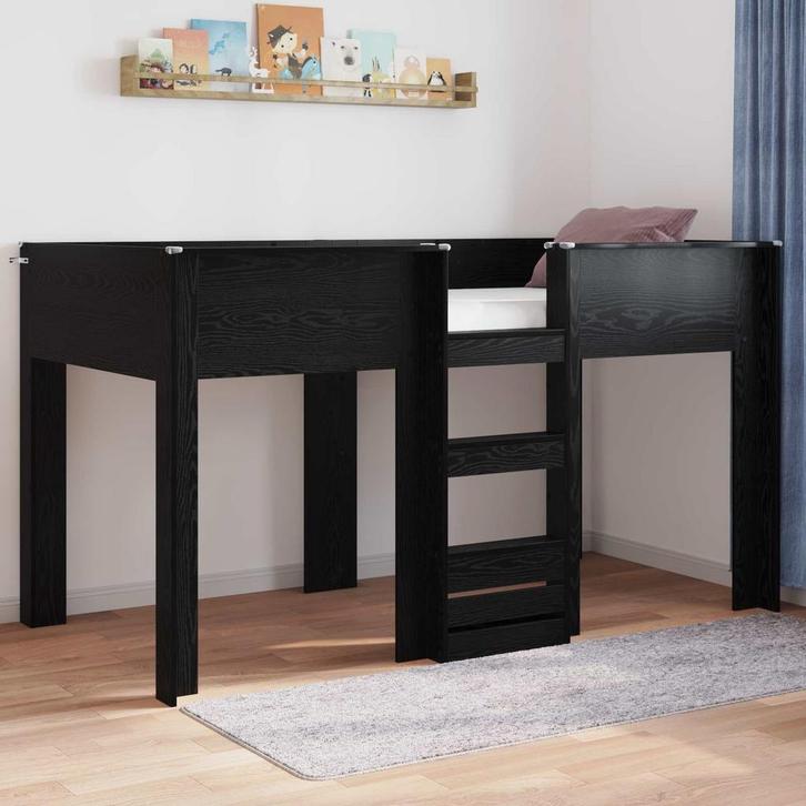 vidaXL Stapeld bed voor kids Zwart Eiken 100 x 200 cm, Maison & Meubles, Chambre à coucher | Lits, Envoi