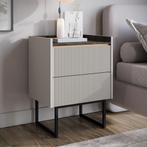 Meubella Nachtkastje beige 52x40x69 cm met lade en LED, Verzenden, Nieuw