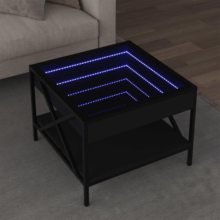 vidaXL Salontafel met Infinity LED 50x50x38 cm zwart, Maison & Meubles, Tables | Tables de salon, Envoi