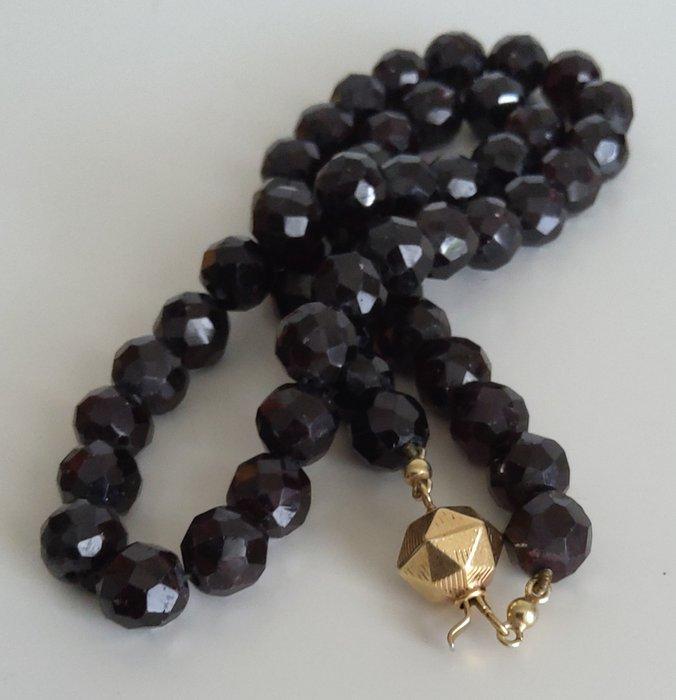 Halsketting - 14 karaat Geel goud - Facet geslepen granaat, Bijoux, Sacs & Beauté, Colliers