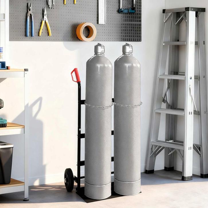 vidaXL Hand Trolley Zwart en Rood 63 x 43,5 x 110 cm Staal, Doe-het-zelf en Bouw, Gereedschap | Handgereedschap, Nieuw, Verzenden